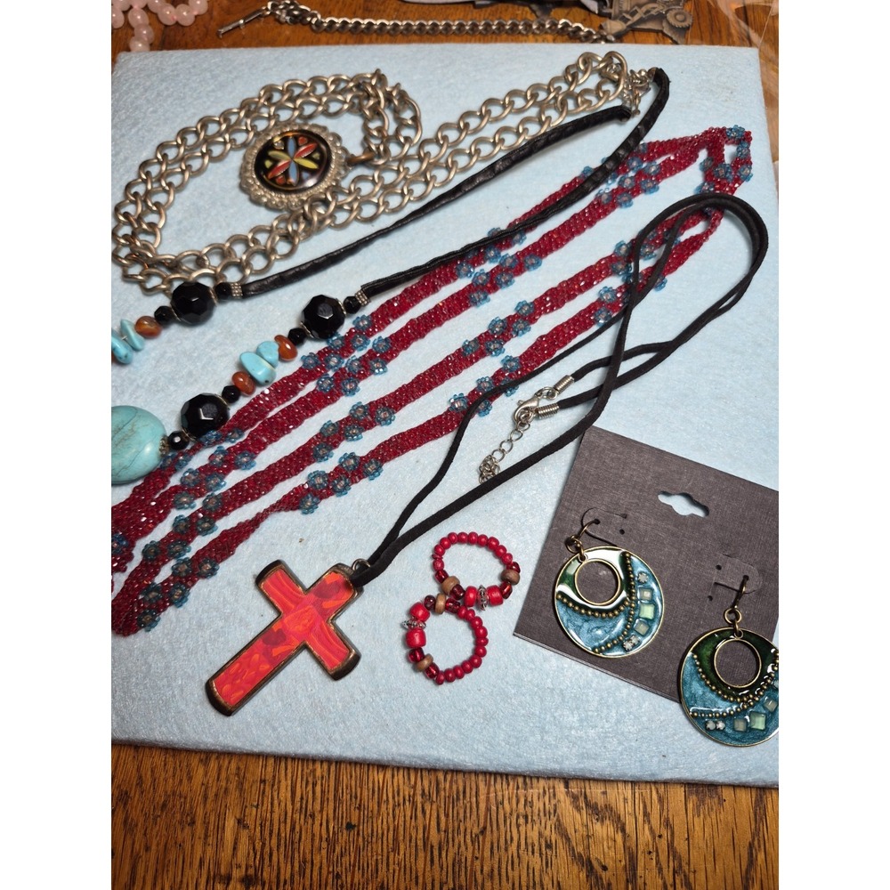 Lot # 5 Grandma's Jewelry Assorted Reds And Turquoise Jewelry